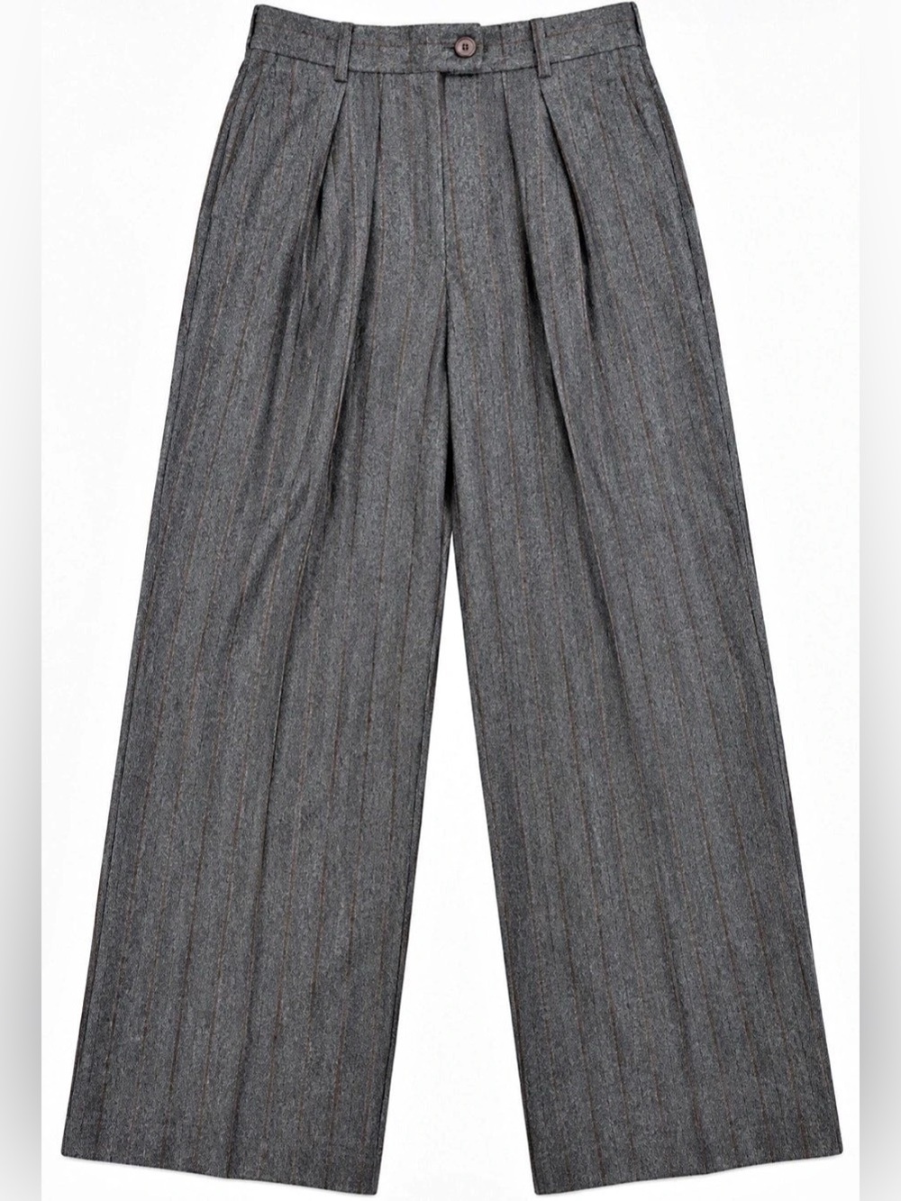 Vintage Escada Sport Wool Cashmere Pinstripe Pleated Trousers Size 38